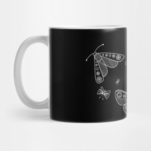 Butterflies line art white Mug